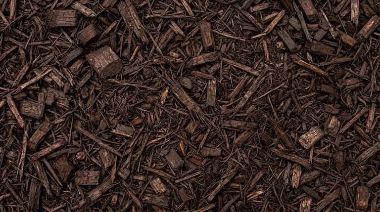 Dark brown hardwood mulch at the Brady Sand & Gravel yard in Tecumseh, MI