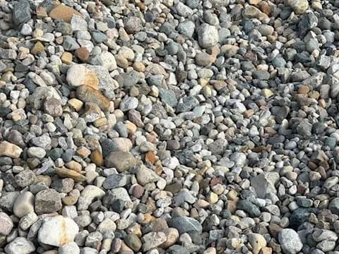 Large landscaping stone pile at the Brady Sand & Gravel yard in Tecumseh, MI
